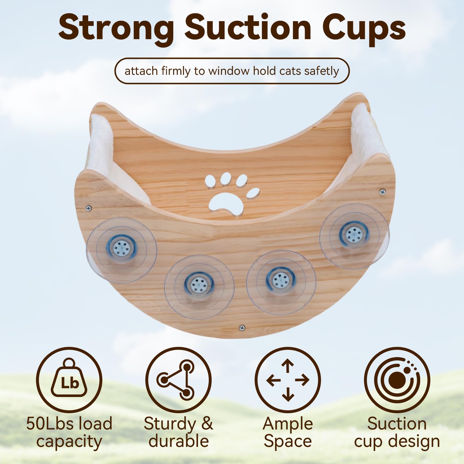 Heshenyqi cat window perch moon bed pine wood construction for daily use