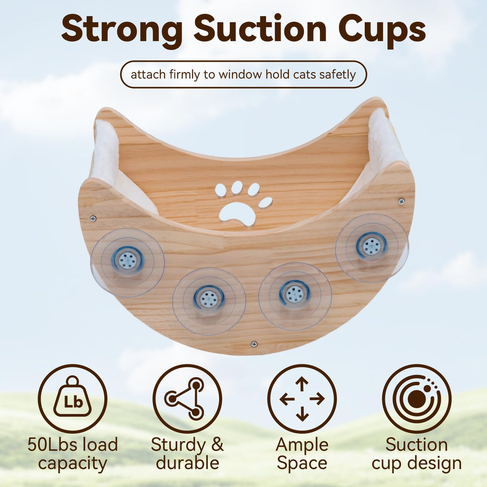 Heshenyqi cat window perch moon bed pine wood construction for daily use