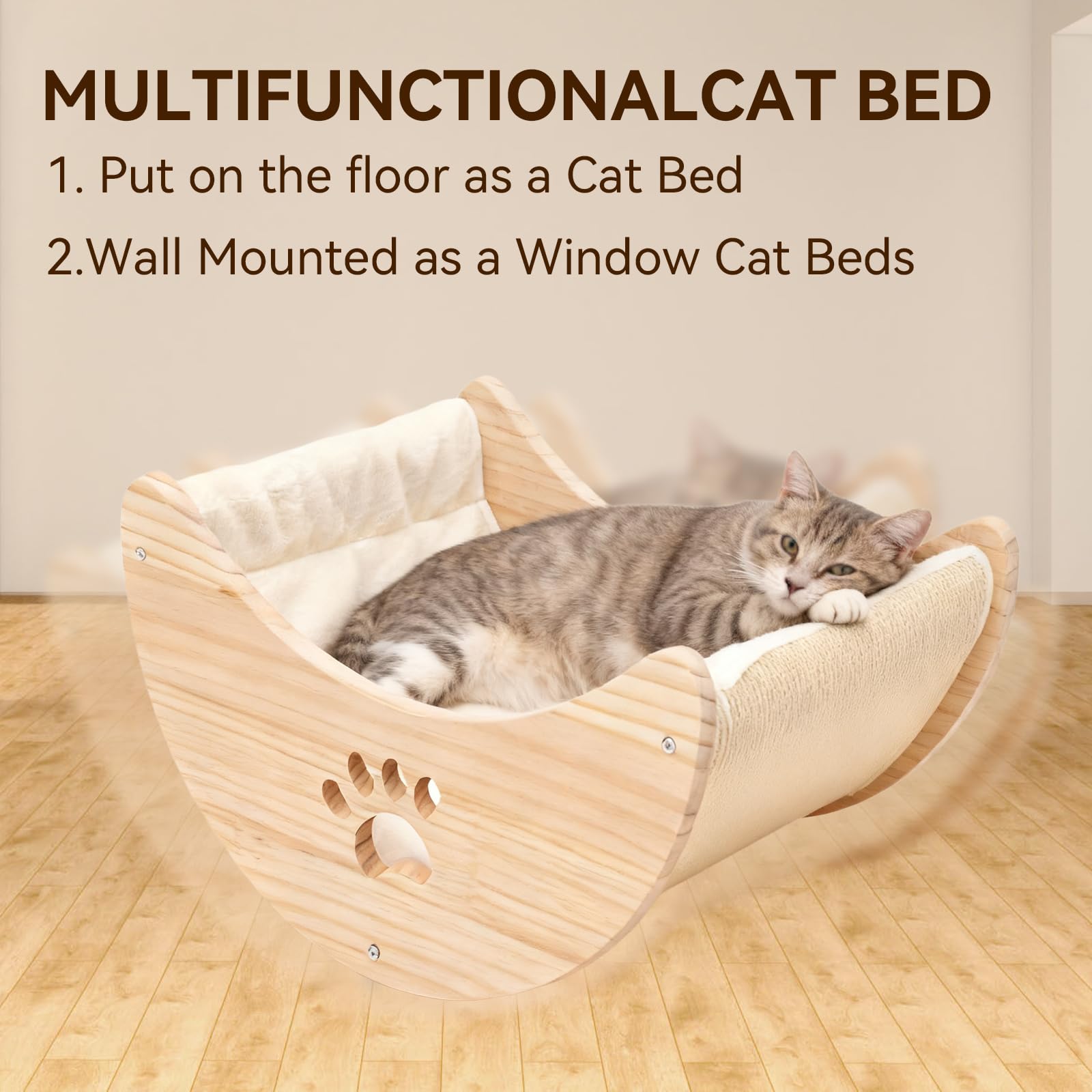 Heshenyqi cat window perch moon bed plush winter warmth