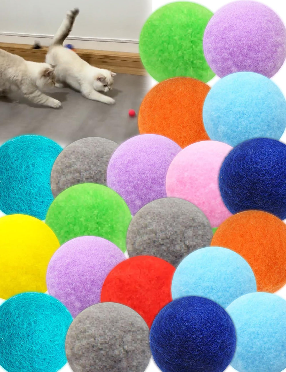 HEUHAI cat balls colorful pack highlighting vibrant hues for engaging indoor play.