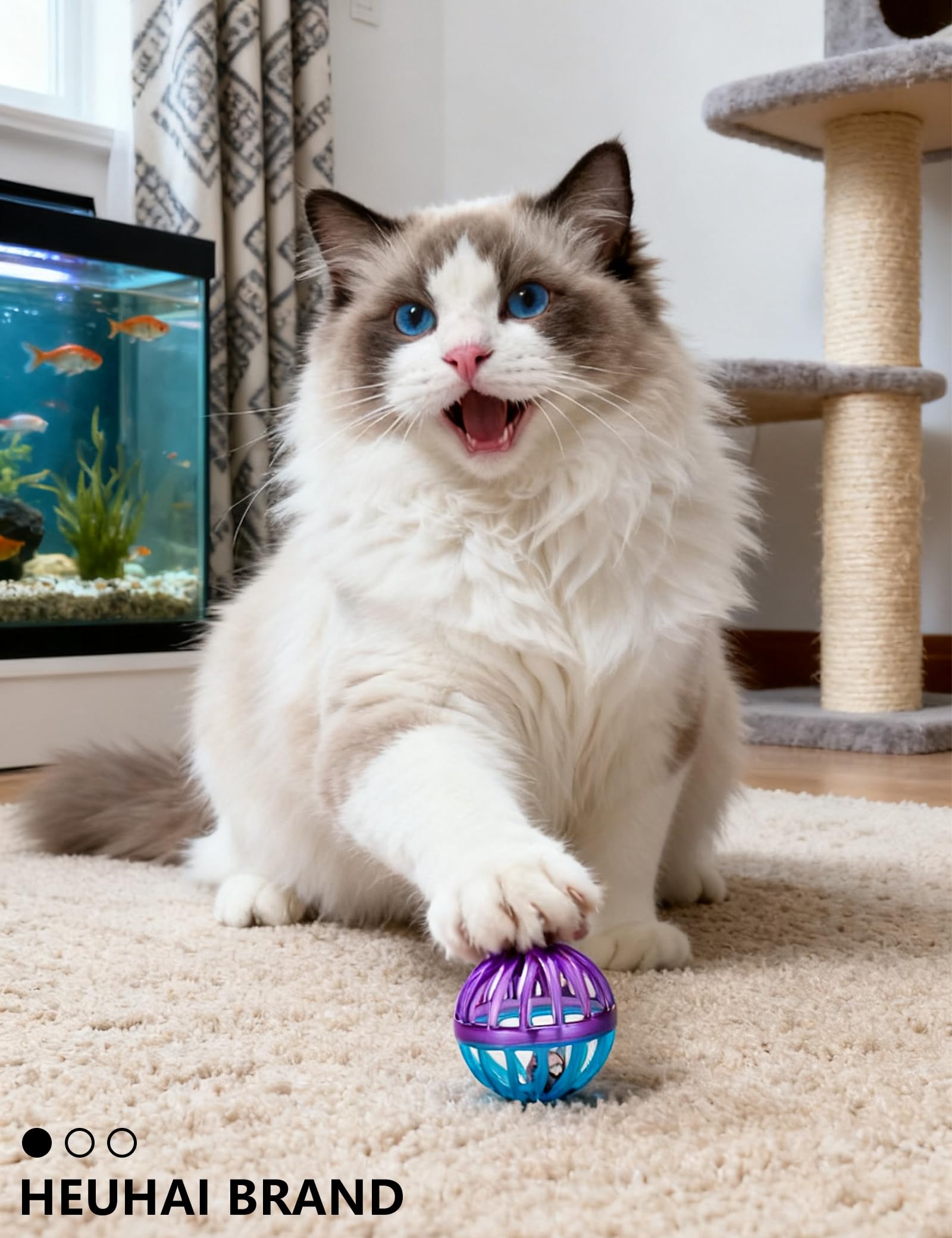 HEUHAI 10-color cat toy balls for solo or group play