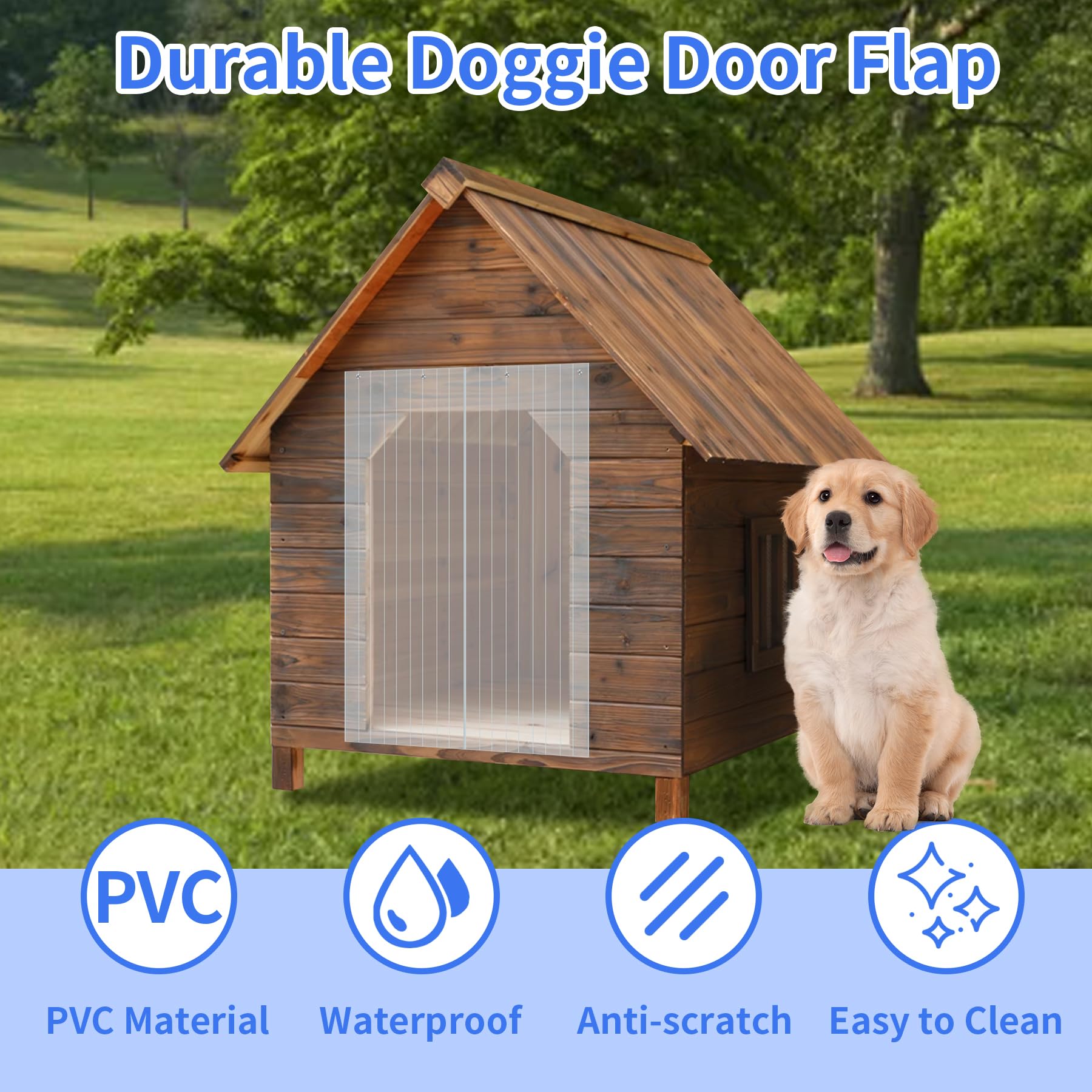 Heuyrao dog house door flap with screws enables easy installation