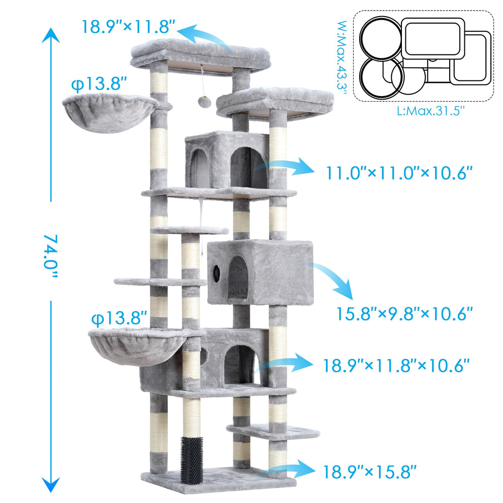 Hey-brother cat tree three condos offer cozy naps and safe hideaways.