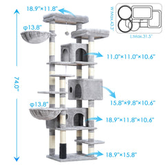 Hey-brother cat tree three condos offer cozy naps and safe hideaways.