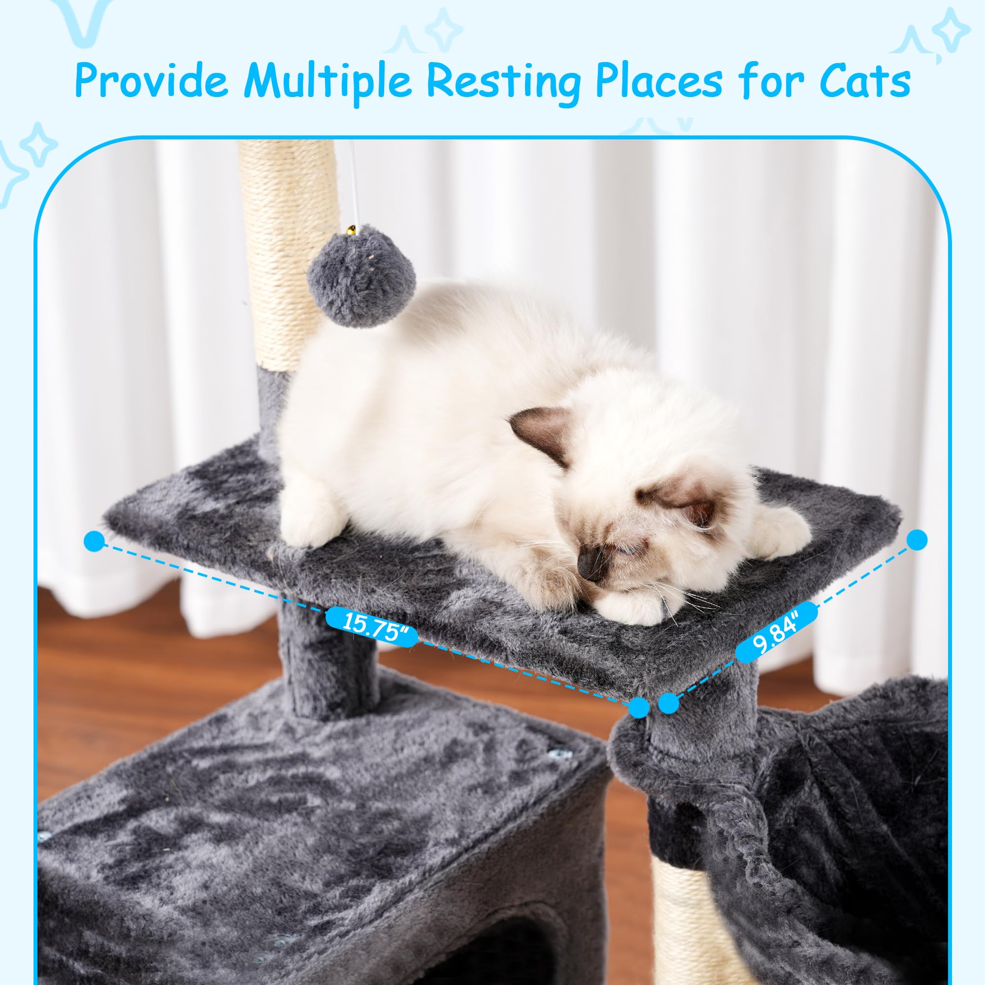 Hey-brother cat-tree anti-tilt harness keeps setup secure