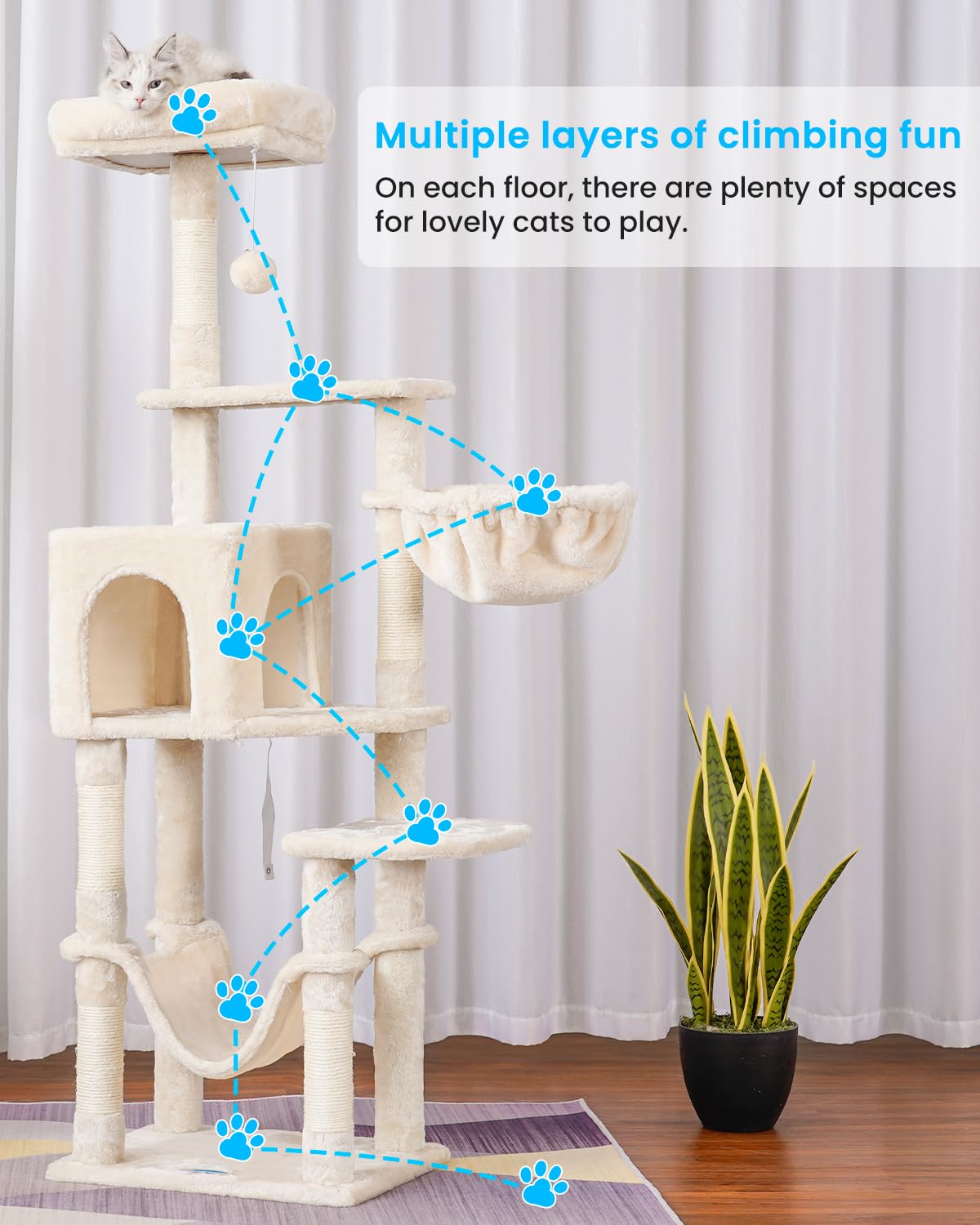 Hey-brother cat tree anti-tip kit enhances stability during play