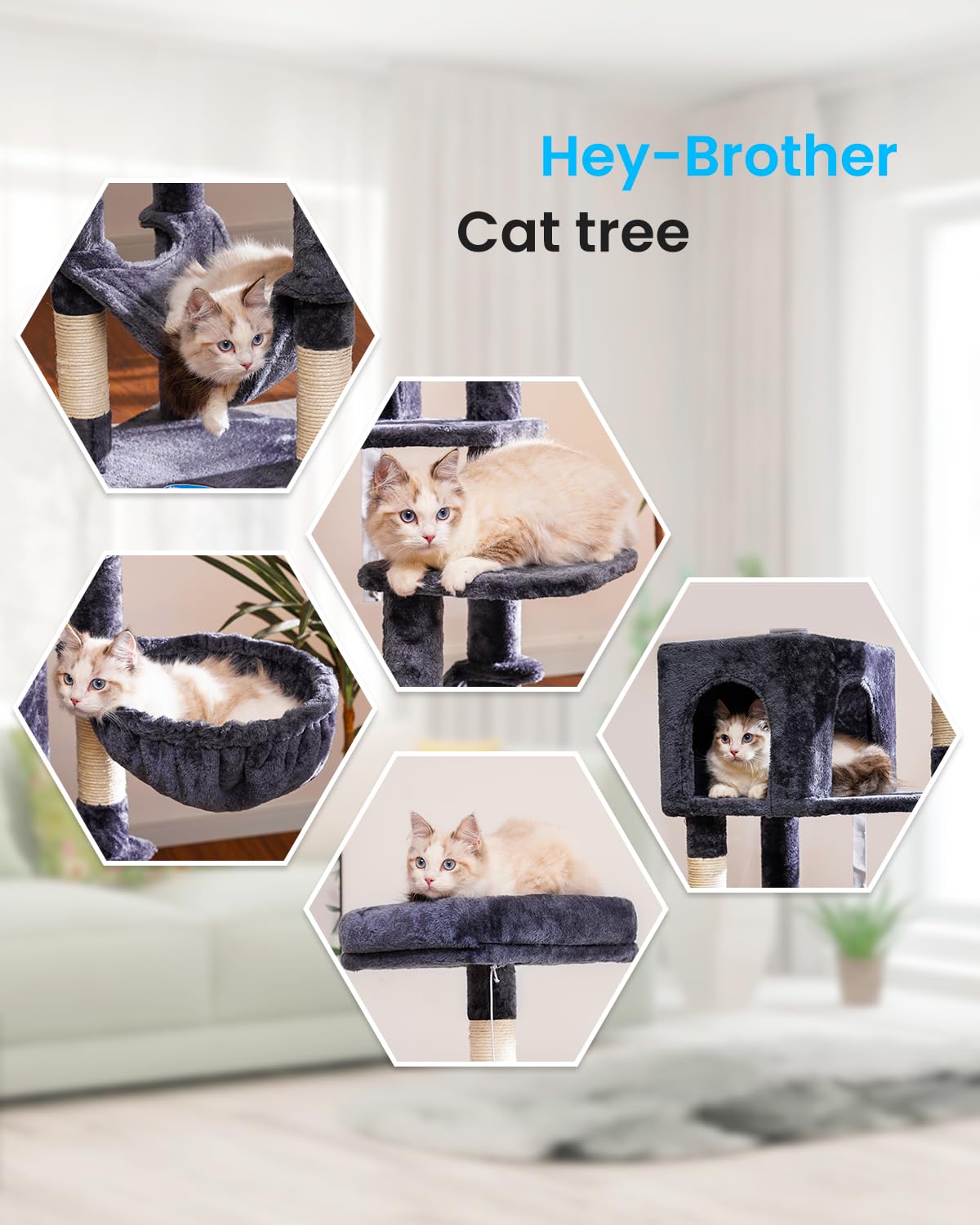 Hey-brother cat tree anti-tip kit adds stability for safe play