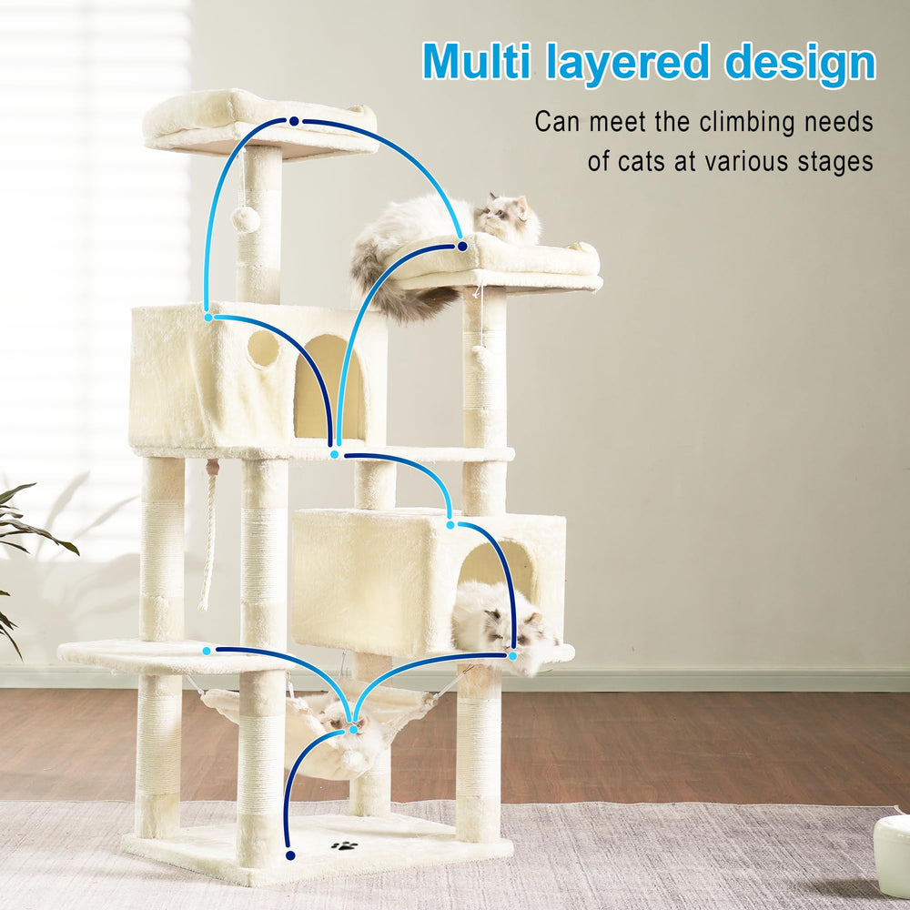 Hey-brother beige cat tree blends with modern decor.
