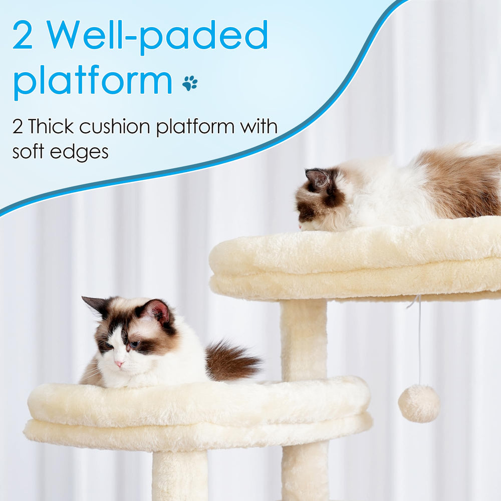 Hey-brother Cat Tree bottom risers include hair brushes for grooming sessions.
