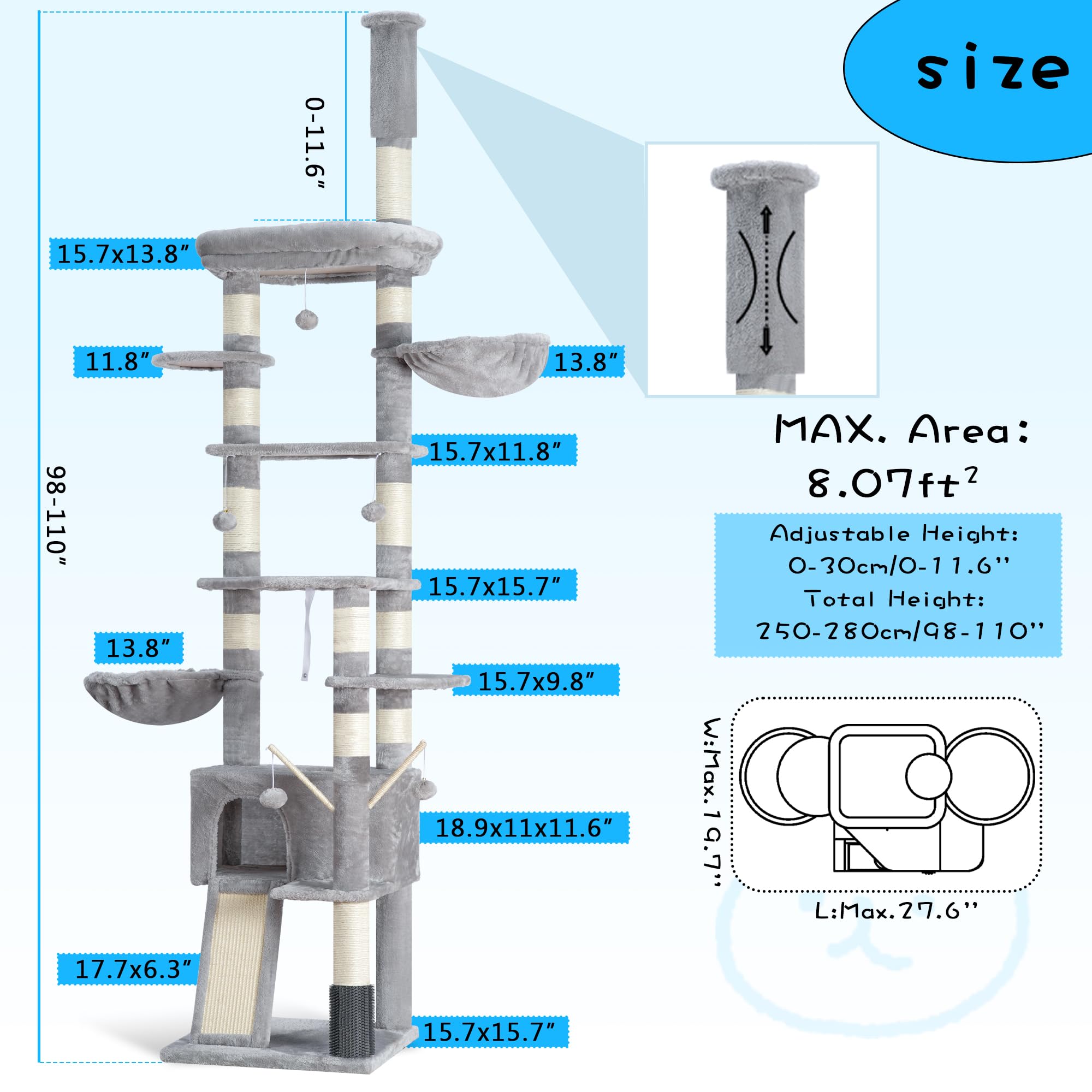 Hey-brother cat tree with two cozy condos provides resting spots for indoor cats