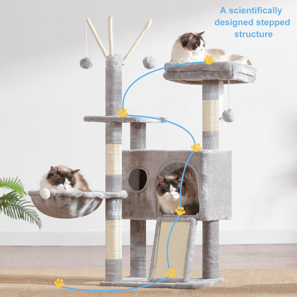 Hey-brother Cat Tree Condo and platform offers a cozy resting spot with raised edges