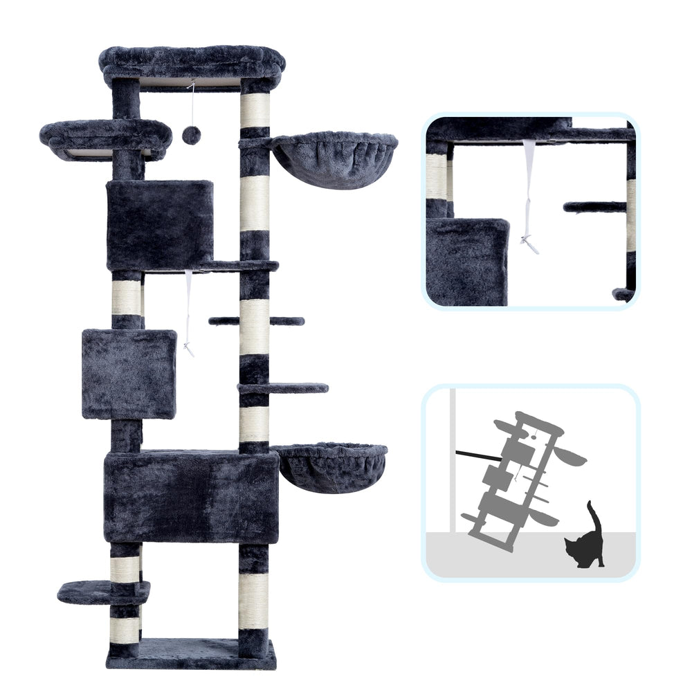 Hey-brother cat-tree overall dimensions 74 inches for spacious multi-cat fun.
