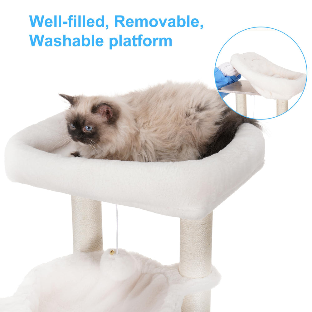 Hey-brother MPJ115SG cat tree elevated feeding platform eases meals without bending.