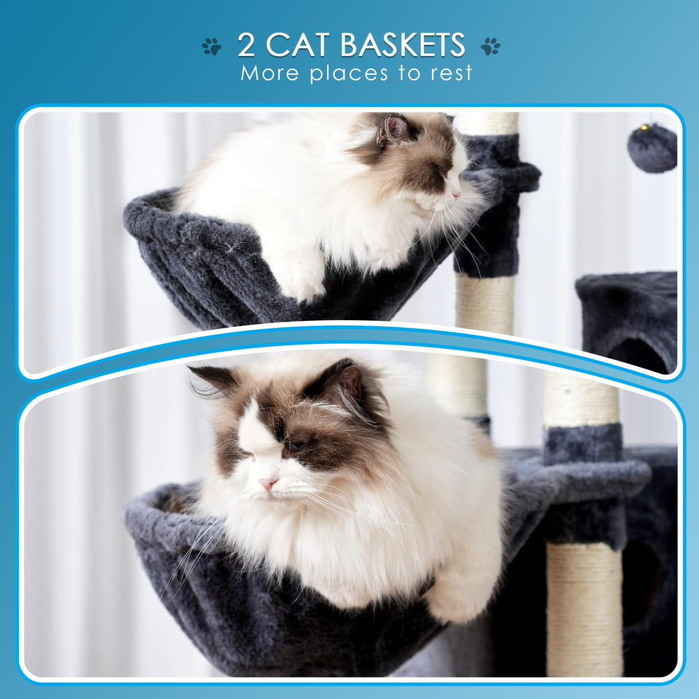 Hey-brother cat-tree enlarged baseboard conveys wobble-free stability during playful sessions.