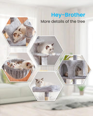 Hey-brother cat tree fluffy basket offers soft cozy spot for solo relaxation