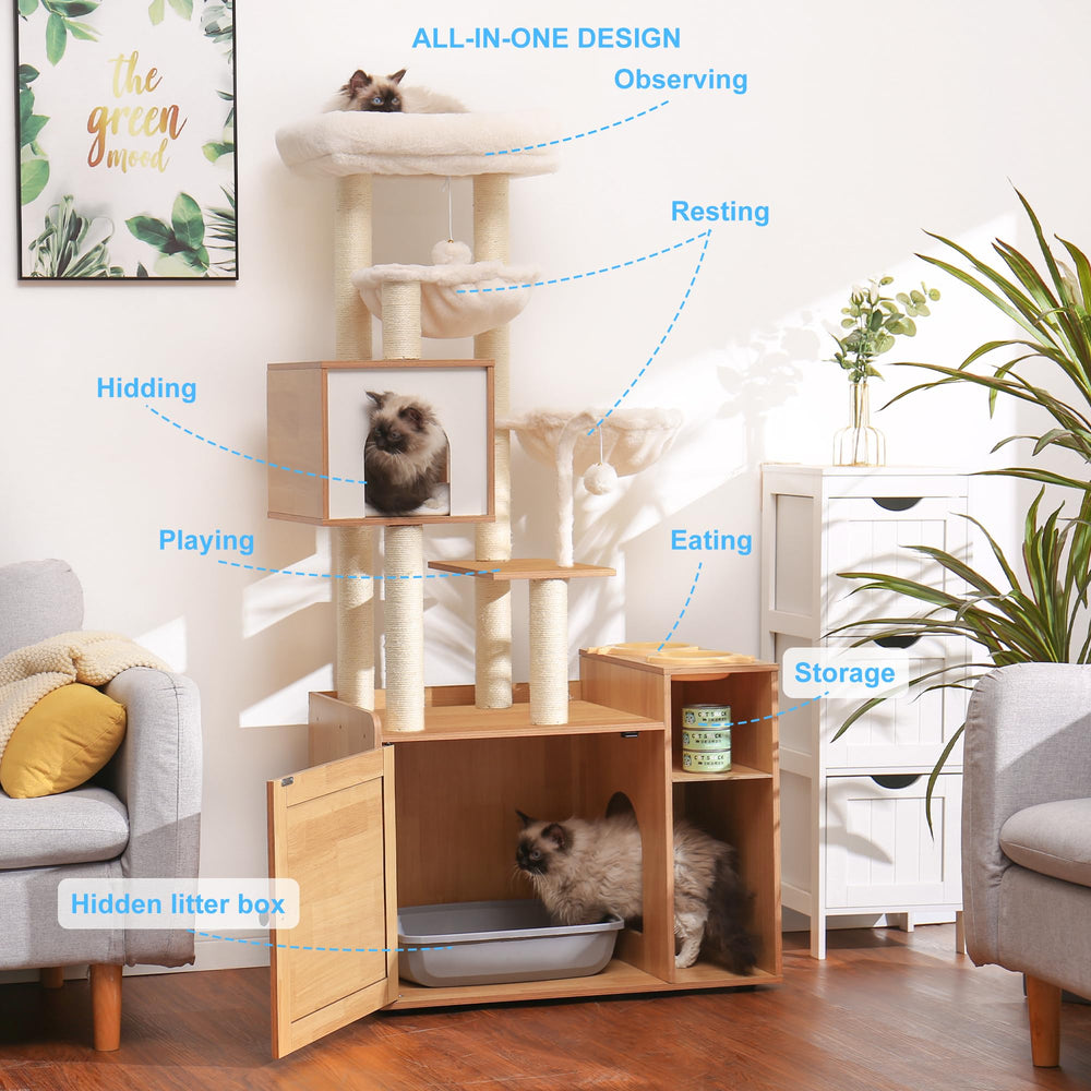 Hey-brother cat tree large platform spacious perch for lounging