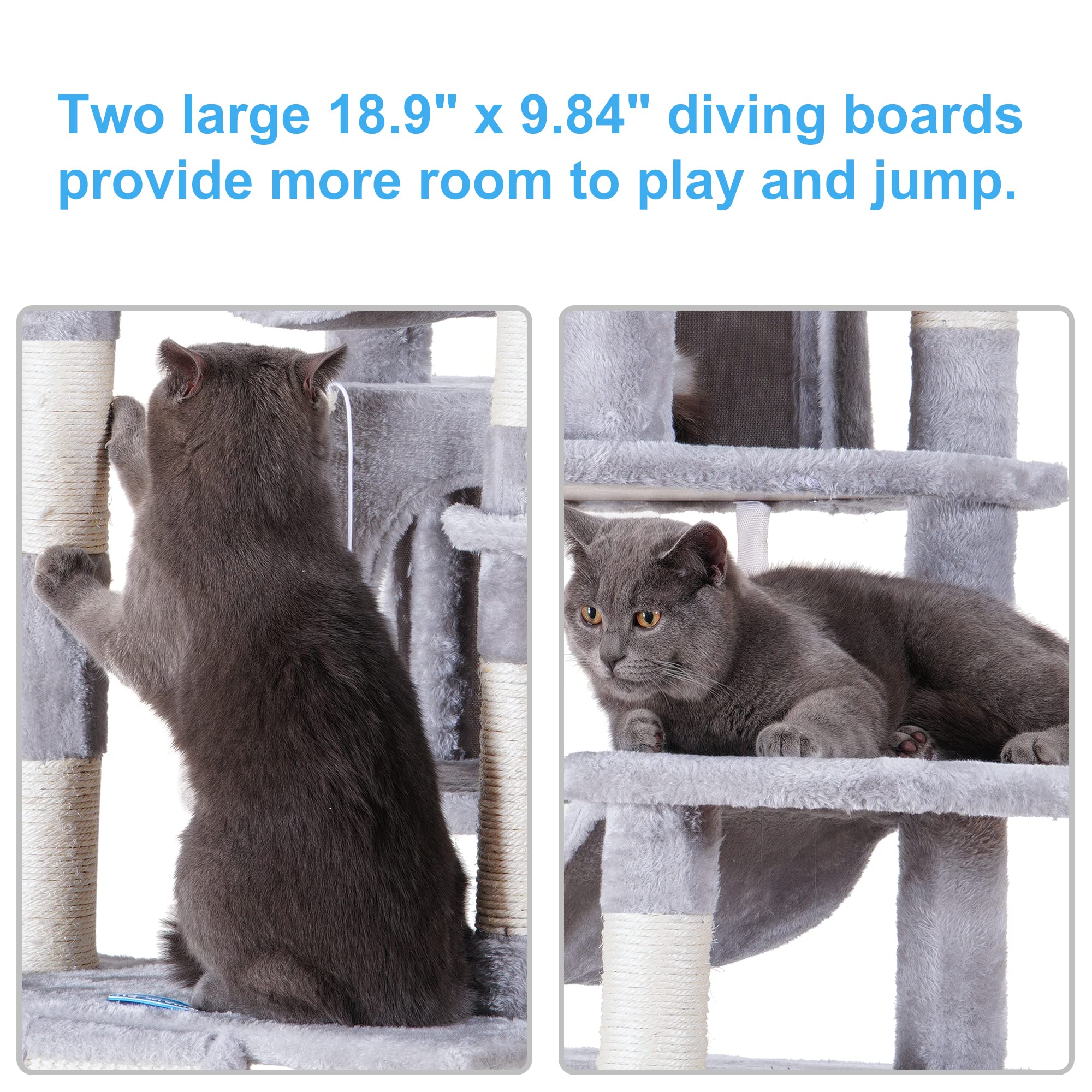 Hey-brother cat tree middle-hammock adds interactive lounging for curious cats.
