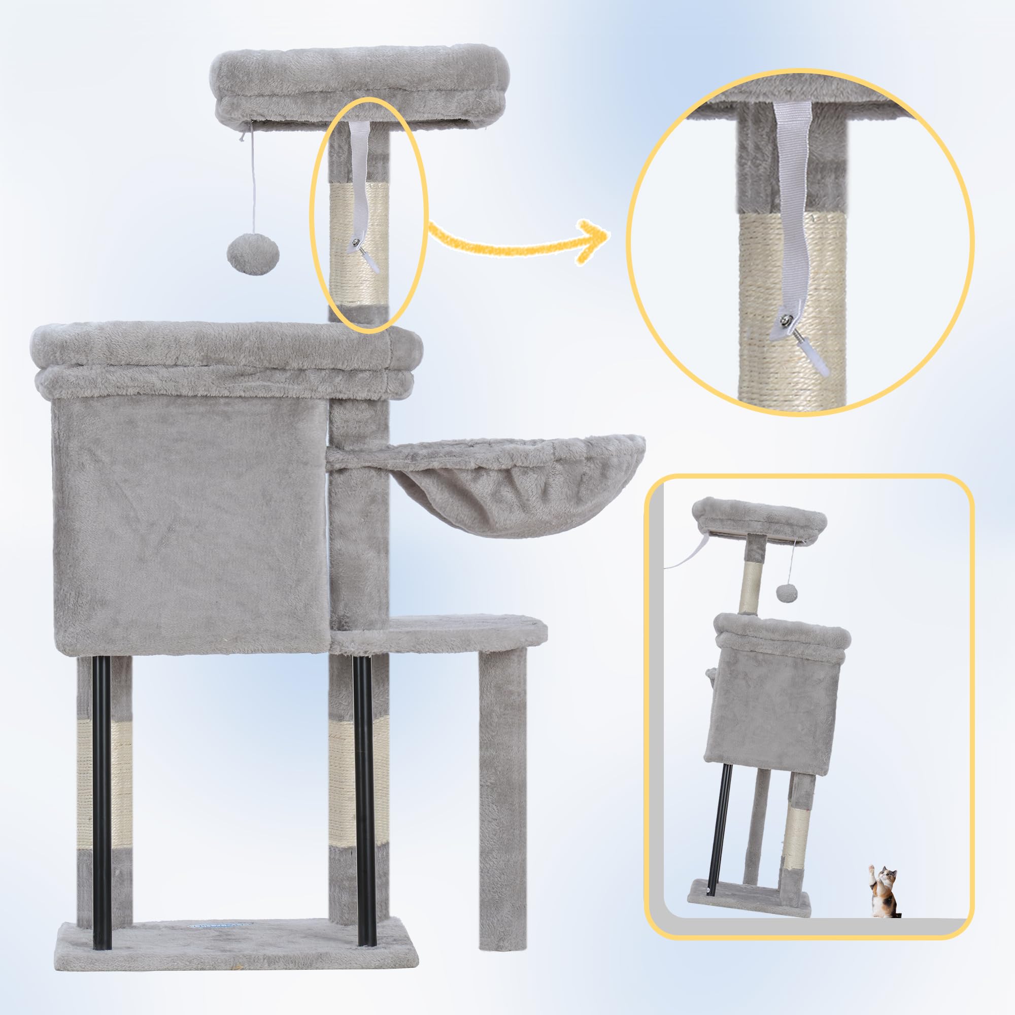 Hey-brother Cat Tree Multi-level design fits small spaces and promotes climbing.