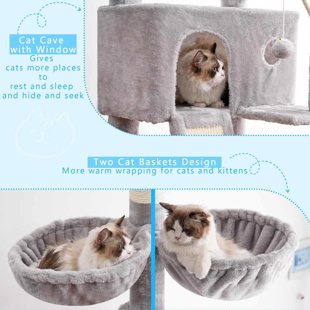 Hey-brother cat tree includes multi-level jumping platforms for safe play