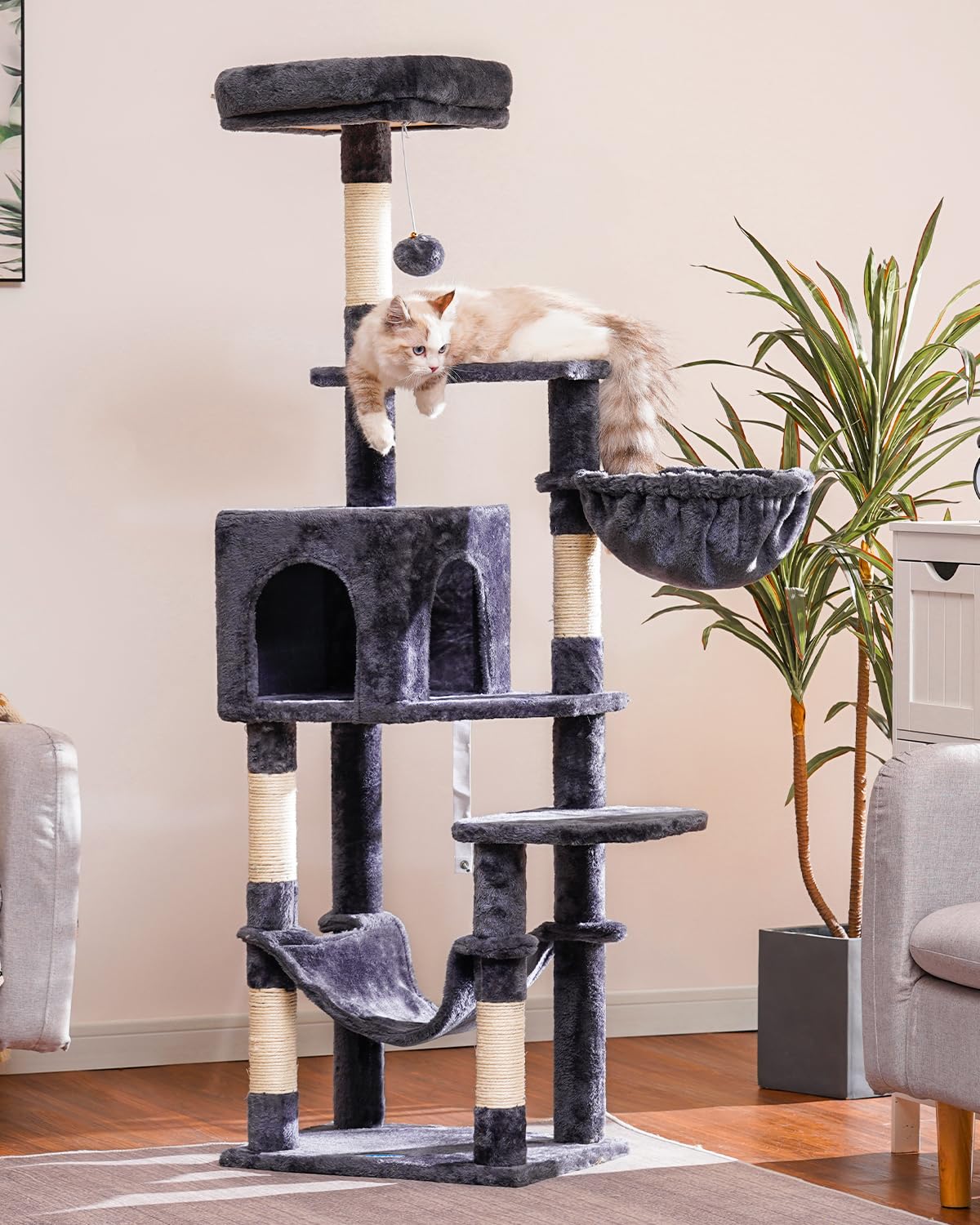 Hey-brother cat tree multi-level perches give cats varied viewpoints and lounging spots