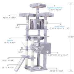 Hey-brother cat tree multi-level-perches creates varied viewpoints for playful felines.
