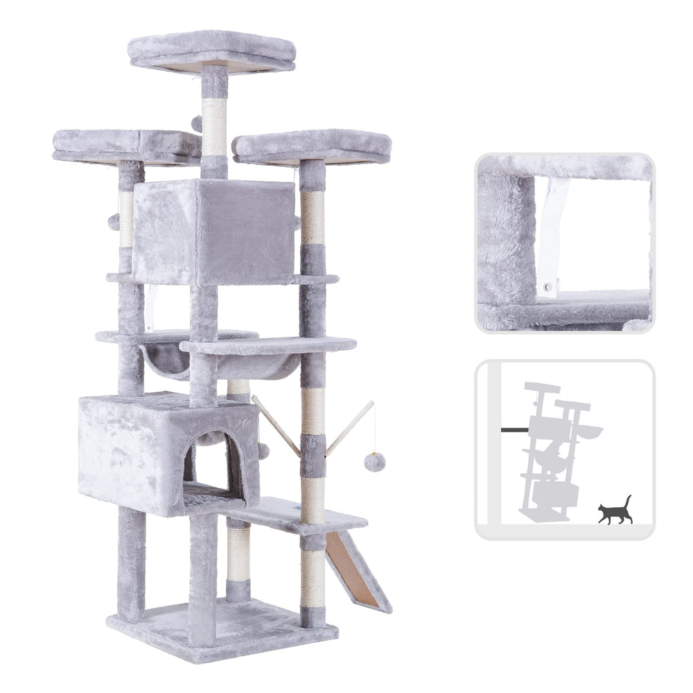 Hey-brother cat tree padded-top-platforms provide comfy resting spots during playtime.