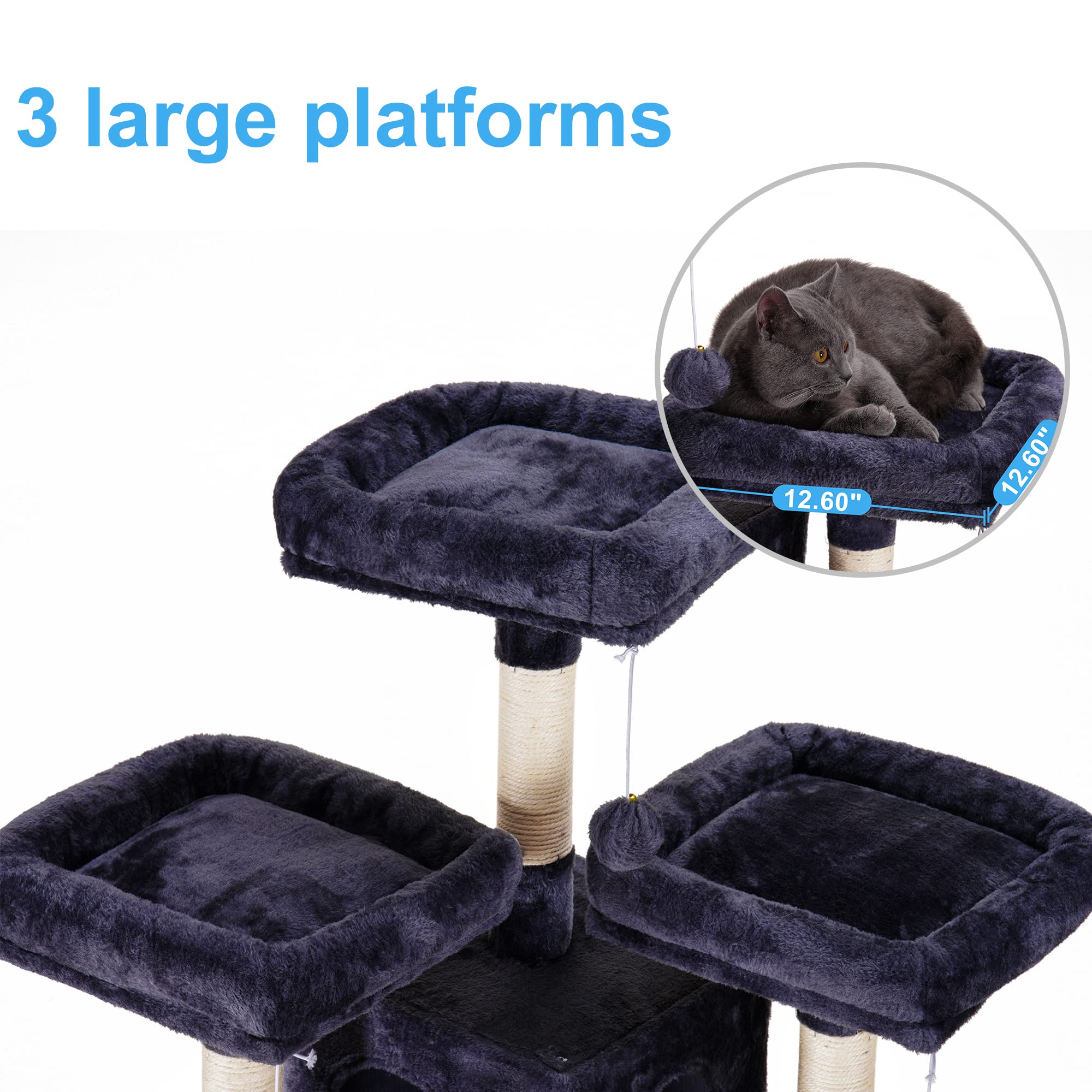 Hey-brother cat tree padded top platforms for comfortable rests