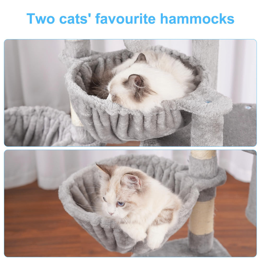 Hey-brother cat tree plush ball toy adds interactive playtime