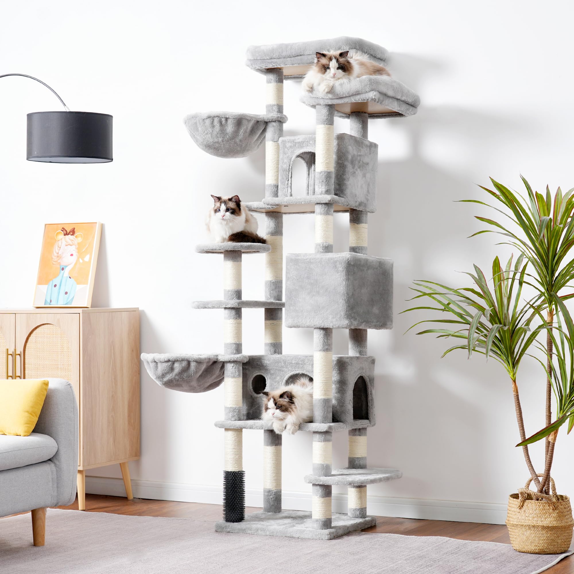 Hey-brother cat tree posts with sisal for satisfying claw grinding.