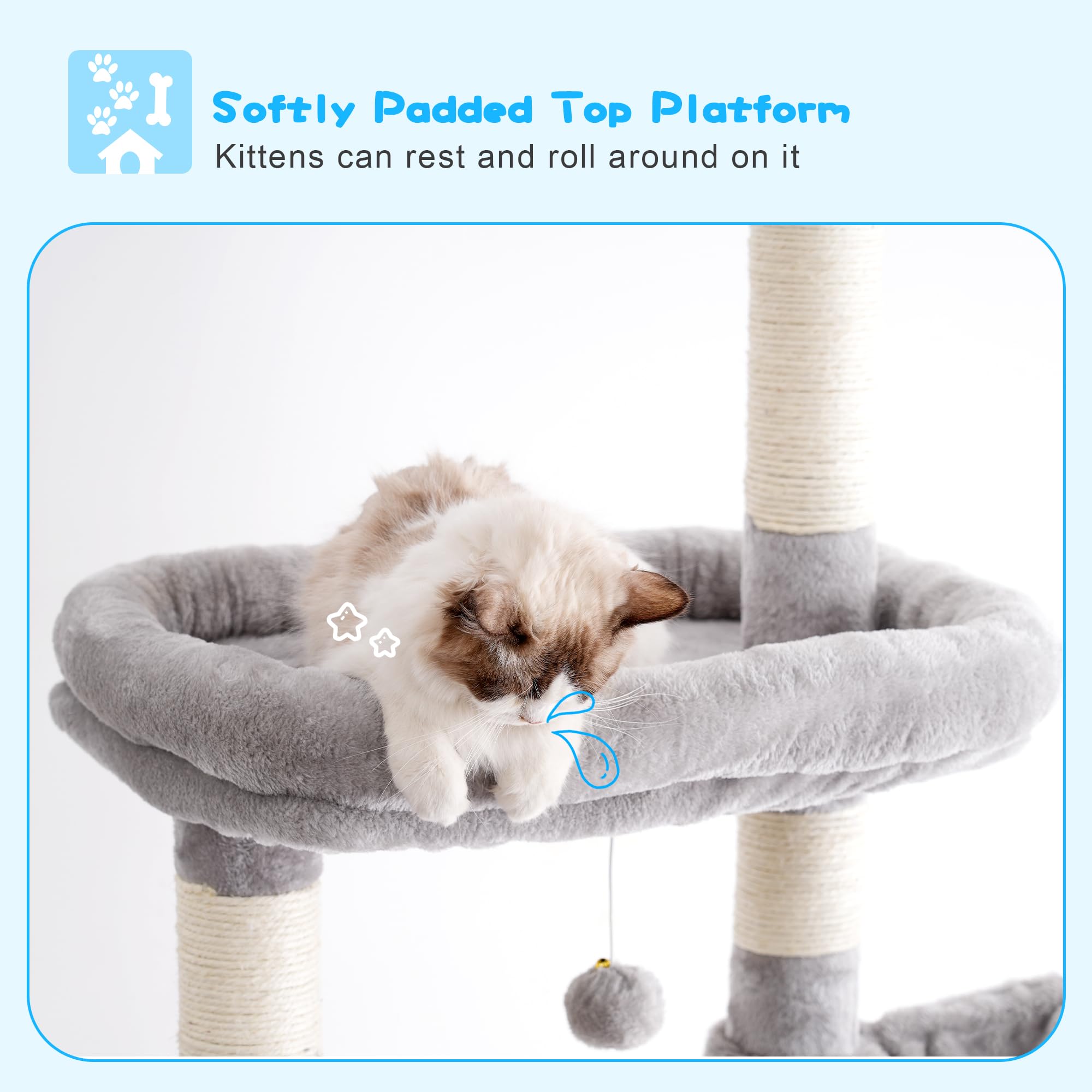 Hey-brother cat tree features varied scratching-post lengths to satisfy claws