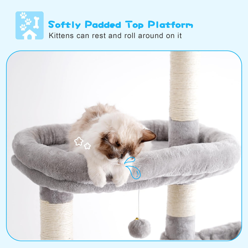 Hey-brother cat tree features varied scratching-post lengths to satisfy claws