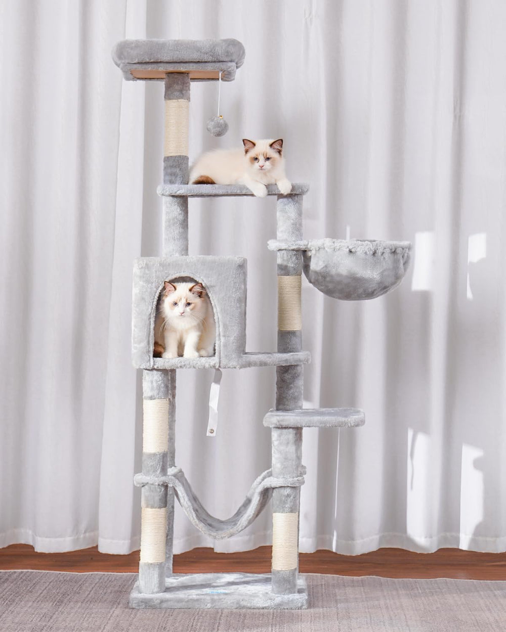 Hey-brother cat tree sisal posts closeup show durable claw-sharpening surfaces