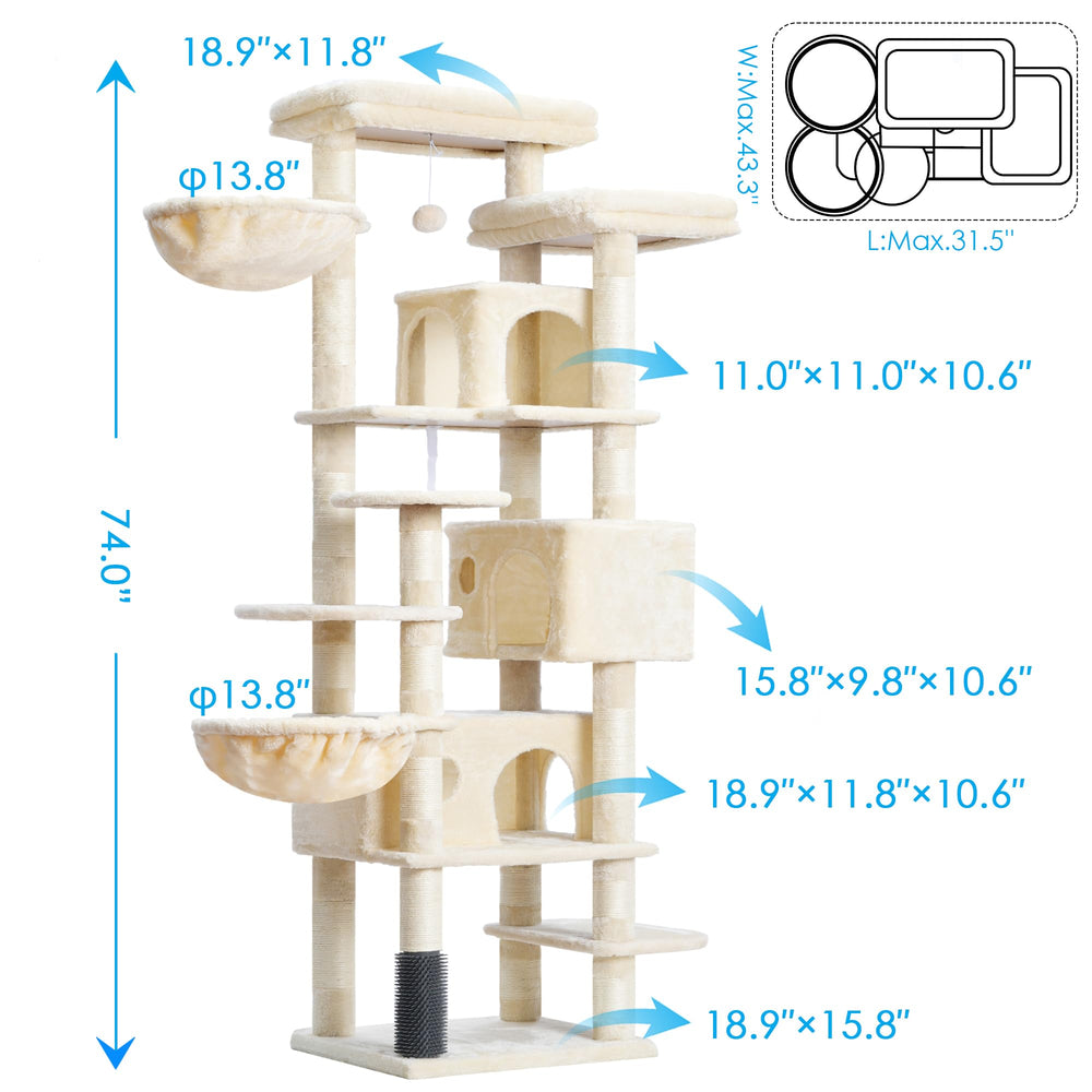 Hey-brother Cat Tree sisal posts satisfy scratching instincts with natural fibers.