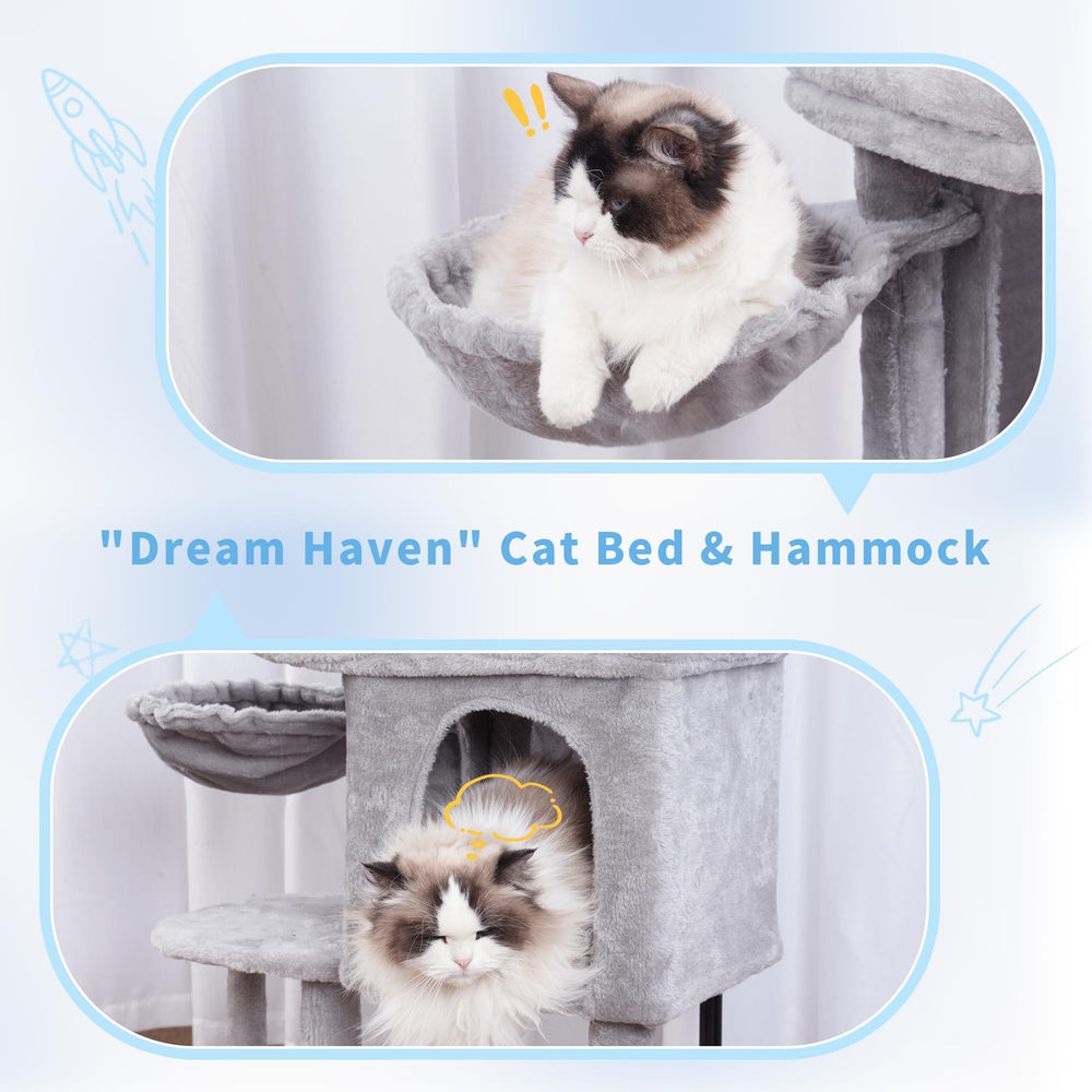 Hey-brother Cat Tree Three sisal posts encourage healthy scratching behavior.