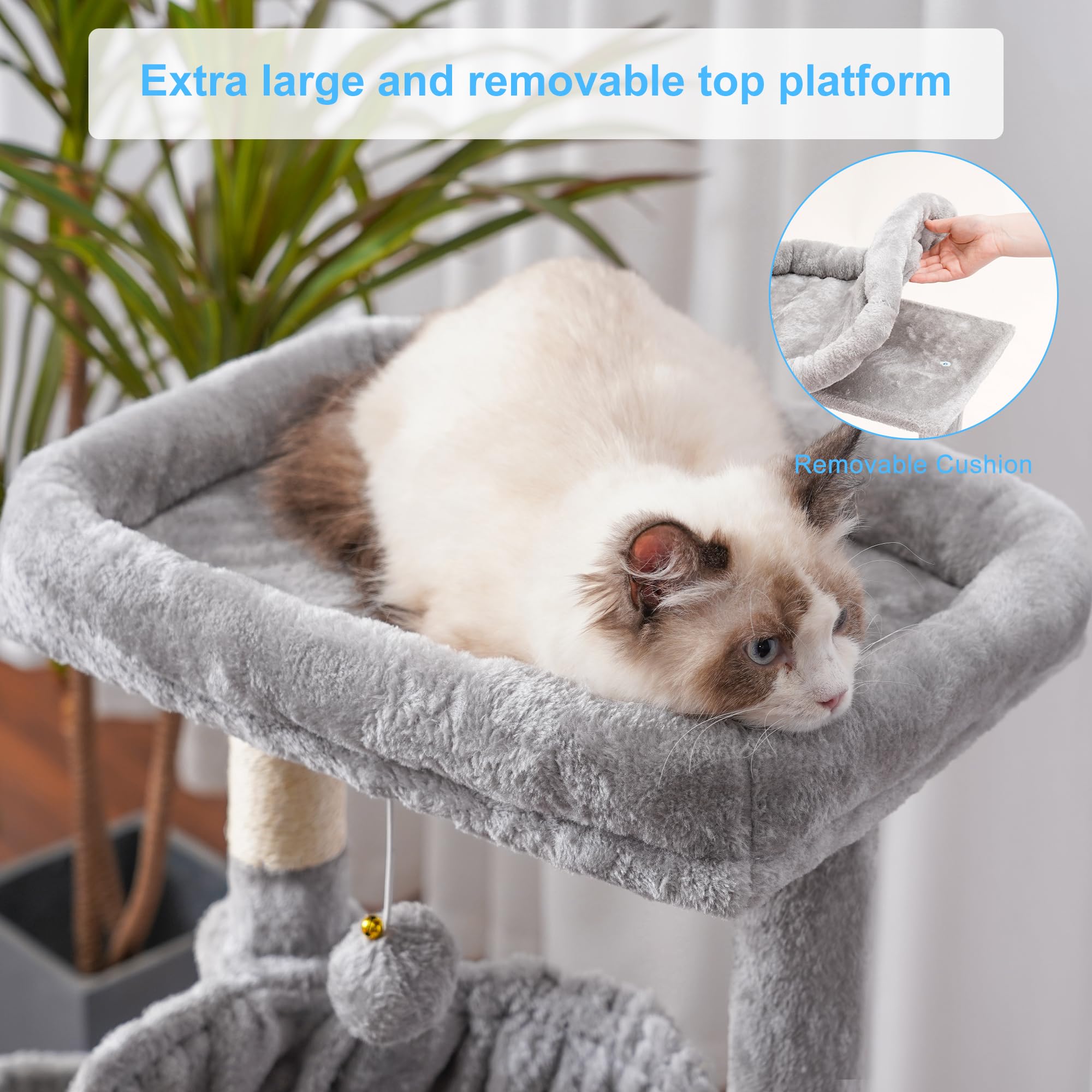 Hey-brother cat tree with sisal scratching posts for satisfying claw maintenance