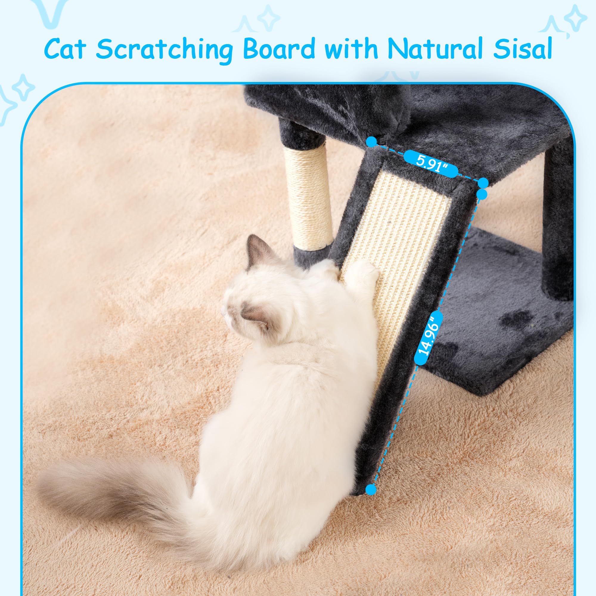 Hey-brother cat-tree spacious multi-level design for climbing and exploration