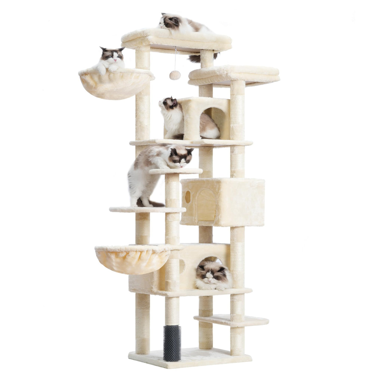 Hey-brother Cat Tree sturdy-baseboard provides a stable indoor playground for multiple cats.