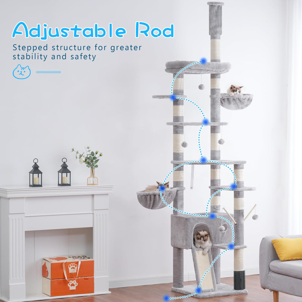 Hey-brother cat tree three-pillar base offers stable foundation for climbing