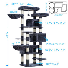 Hey-brother cat-tree top decks view highlights premium perches for observation and sunning.