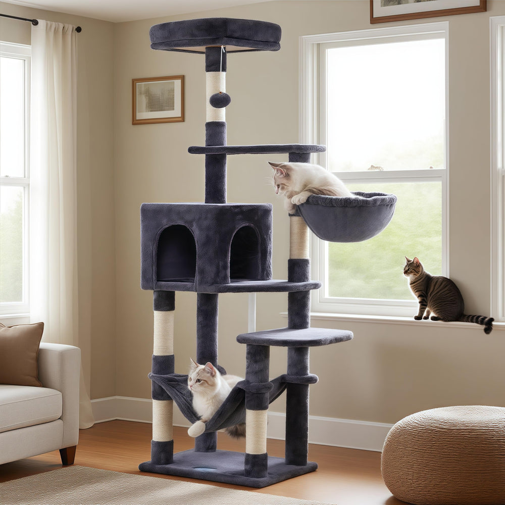 Hey-brother cat tree top perch gives cats a high lookout