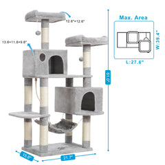 Hey-brother cat tree top-perches provide lounging and wide views.