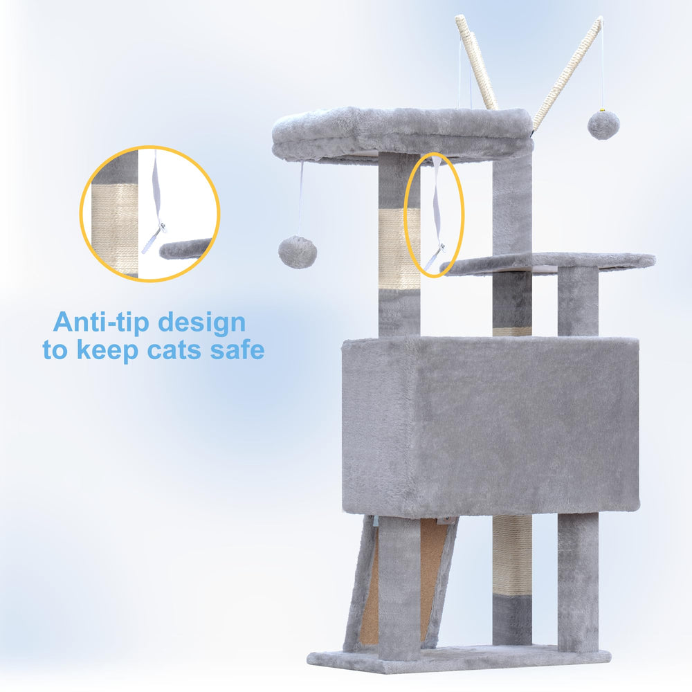 Hey-brother Cat Tree Tower top view shows sturdy construction and elevated lookout