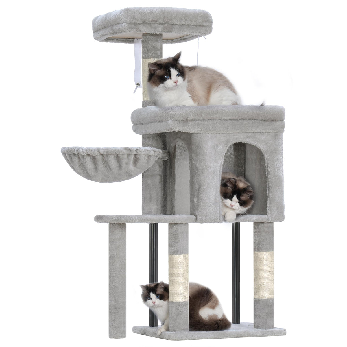 Hey-brother Cat Tree Tower top platform provides a high perch for room observation.