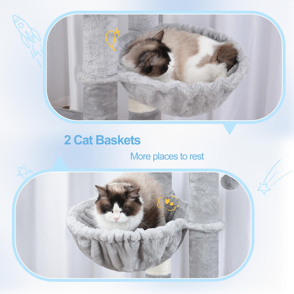 Hey-brother cat tree tower anti-tip straps enhance stability during play