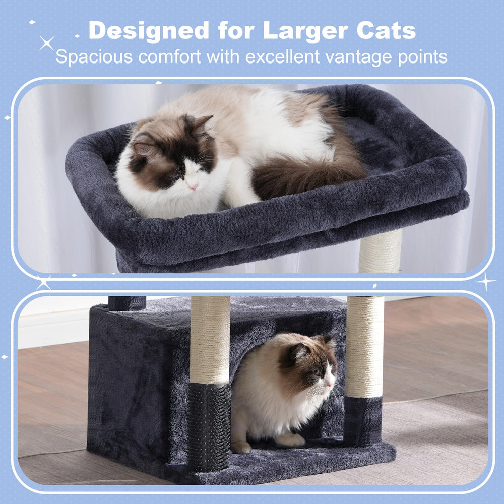 Hey-brother cat tree tower anti-tip straps keep the unit stable during active play.