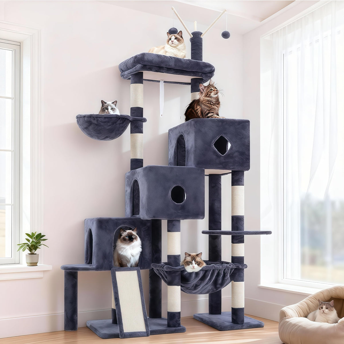 Hey-brother Cat Tree Tower assembly steps enable safe, easy climbing.