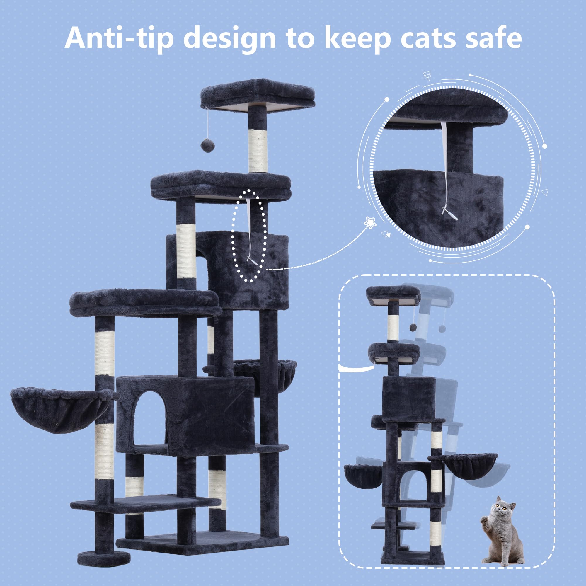 Hey-brother cat-tree-tower assembly-ready setup demonstrates sturdy multi-level layout