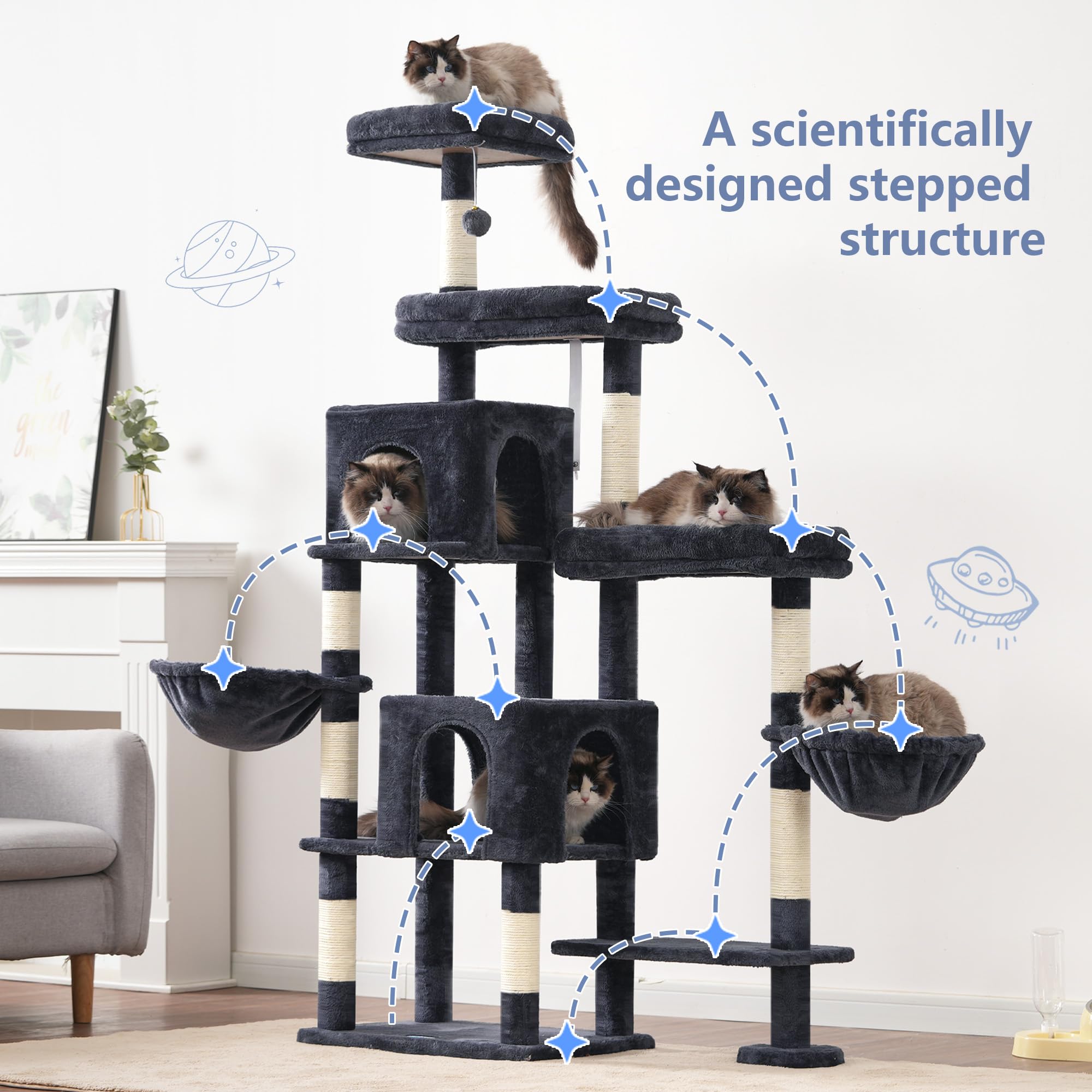 Hey-brother cat-tree-tower ball-play invites interactive fun and engagement