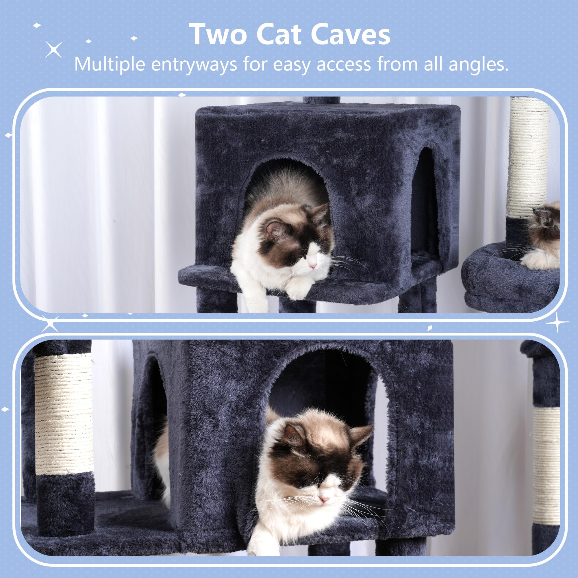 Hey-brother cat-tree-tower basket-hammocks offer cloud-like comfort and secure resting