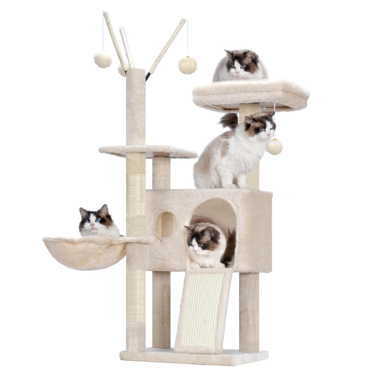 Hey-brother cat tree tower beige condo offers a cozy retreat for indoor cats
